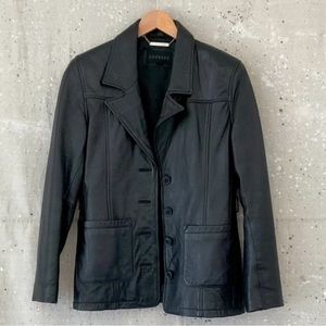 SOLD Vintage Black Leather Blazer